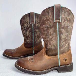 Ariat New Delilah‎ Western Boot Women's Size 8B Brown Leather Cowboy